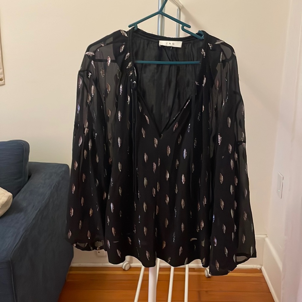 Iro Black Blouse with Silver Details